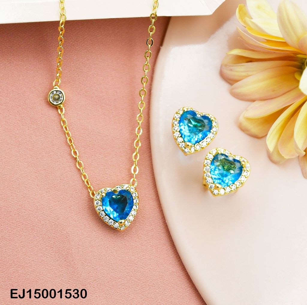 JUEGO ZIRCONIA CORAZÓN CELESTE BORDES ZIRCONIAS PEQ