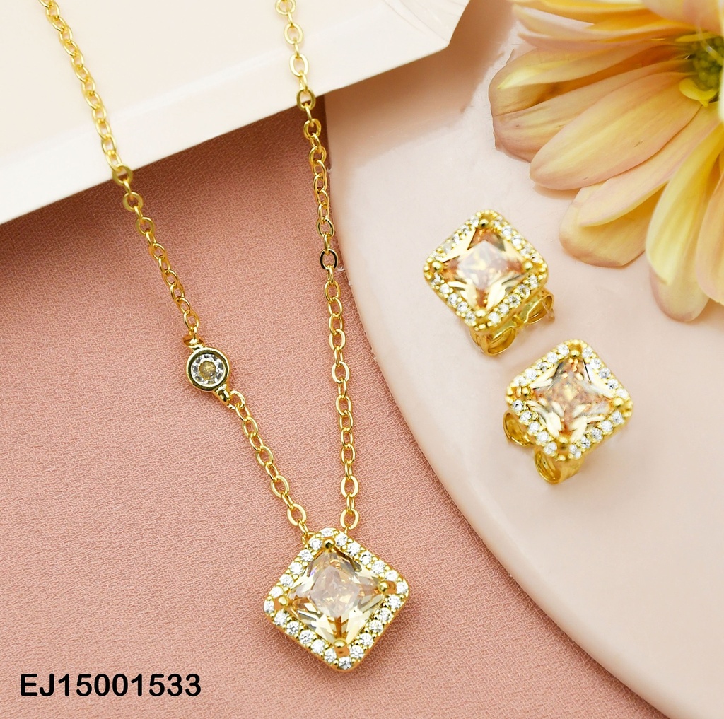 JUEGO ZIRCONIA ROMBO BEIGE  BORDES ZIRCONIAS PEQ.
