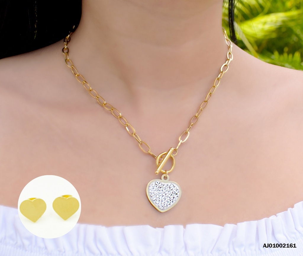 JUEGO ♥ CADENA GRUESA ESTILO TIFANNY DIJE C/ZIRCONIAS