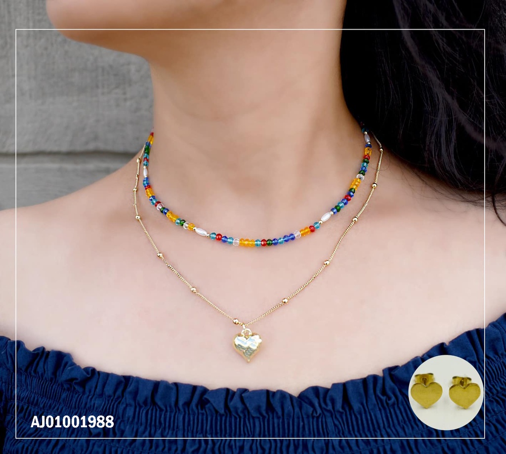 JUEGO ♥ DOBLE CADENA CRISTALES COLORES