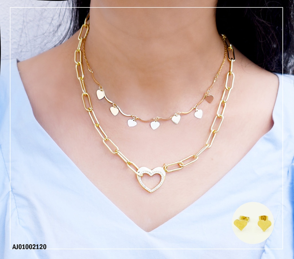 JUEGO ♥, DOBLE CADENA GRUESA/PLACAS ♥
