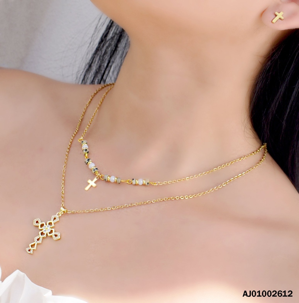 JUEGO ✝ DOBLE CAD. DIJE CROQUI/CALADA Y ZIRC