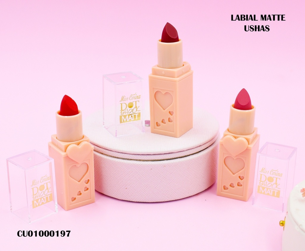 LABIAL MISS CORINA DOT SHOCK  MATT CORAZÓN ROSA