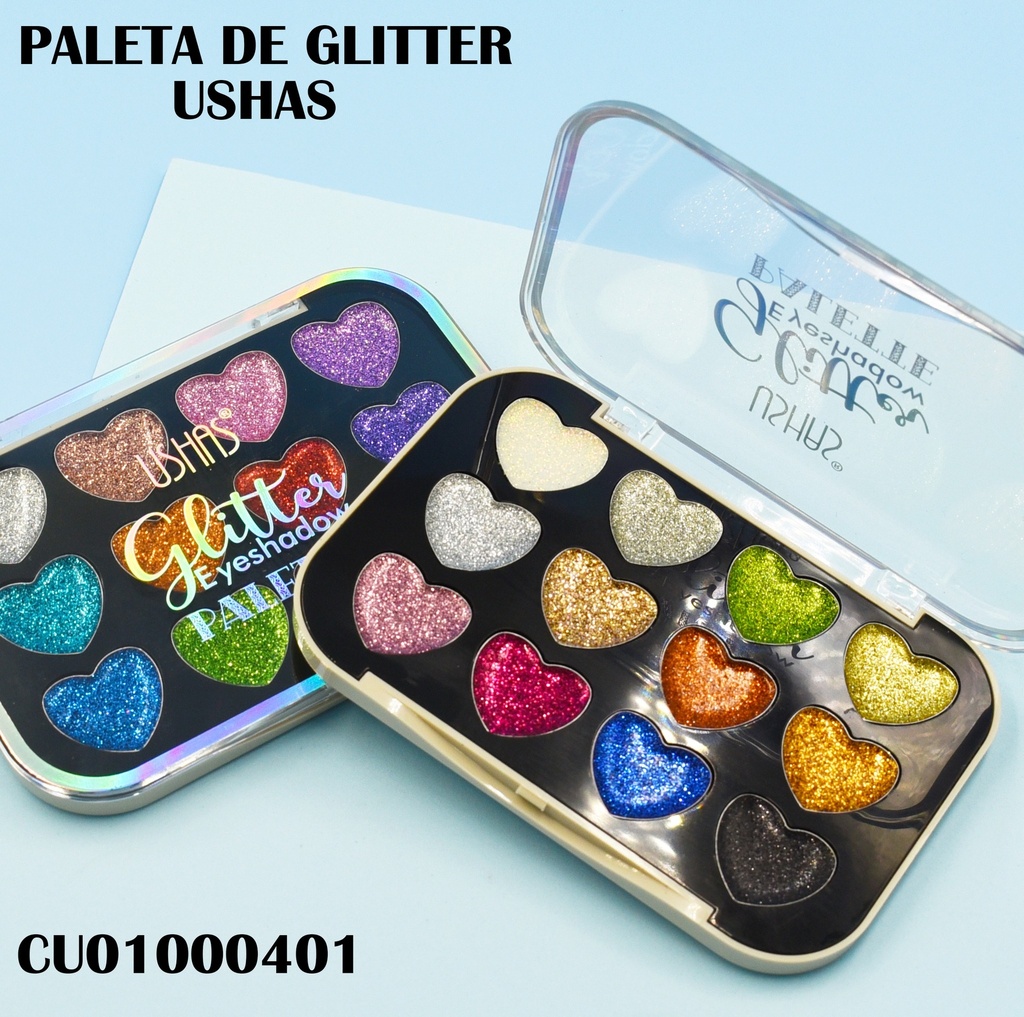 PALETA 12 SOMBRAS GLITTER USHAS ES3995