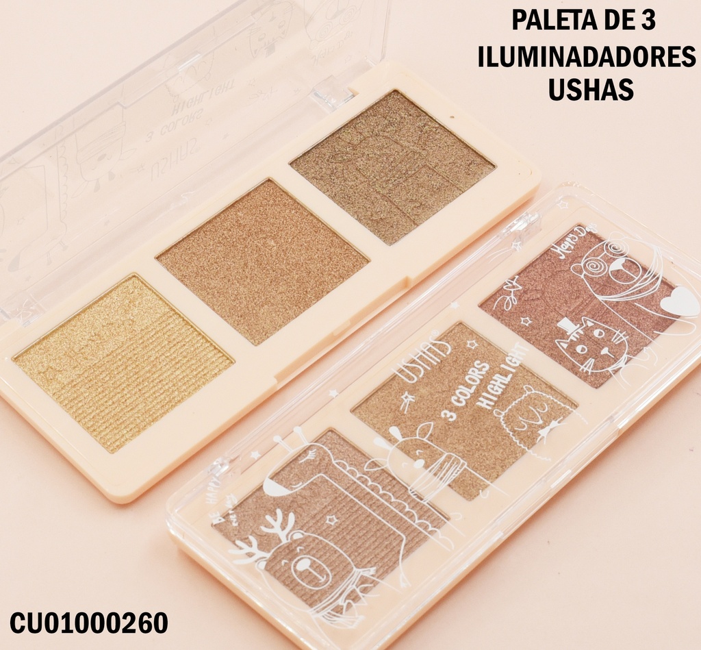 PALETA DE 3 ILUMINADORES USHAS ES3831A