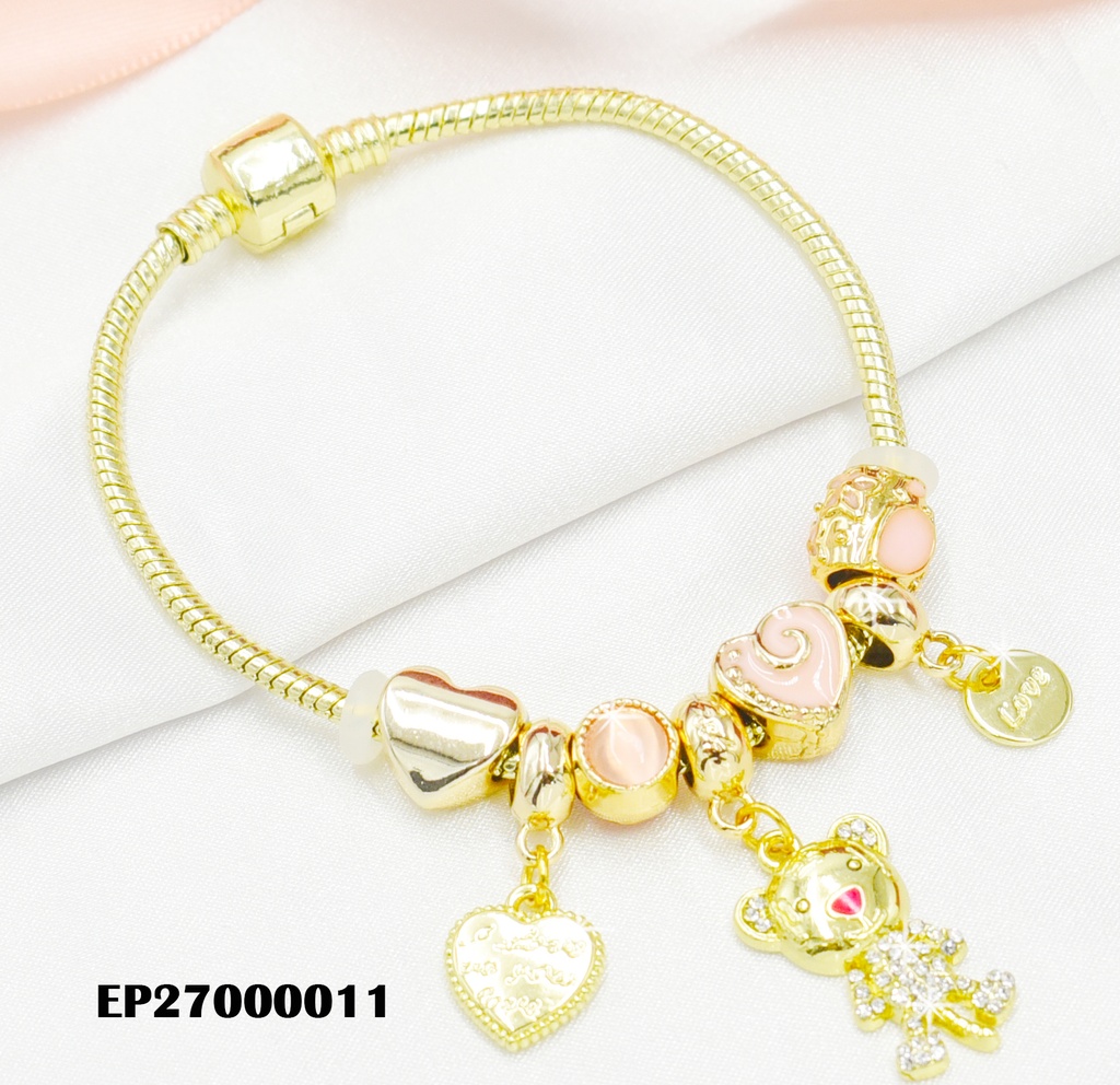 PANDORA C/CHARMS DIJES COLGANTES:CORAZÓN/OSO ZIRC/PLACA🟡 SURTIDAS