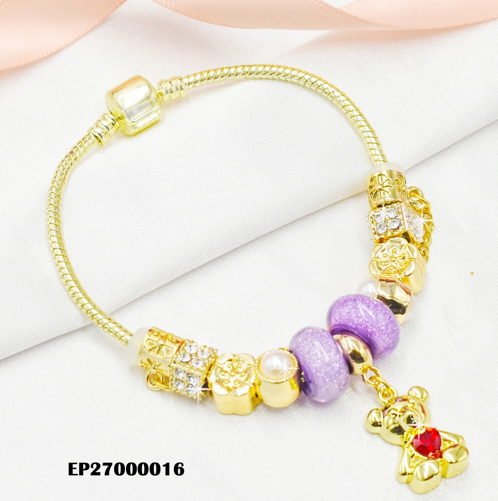 PANDORA C/CHARMS DIJES COLGANTES:OSO ZIRC ROJA/CADENITA
