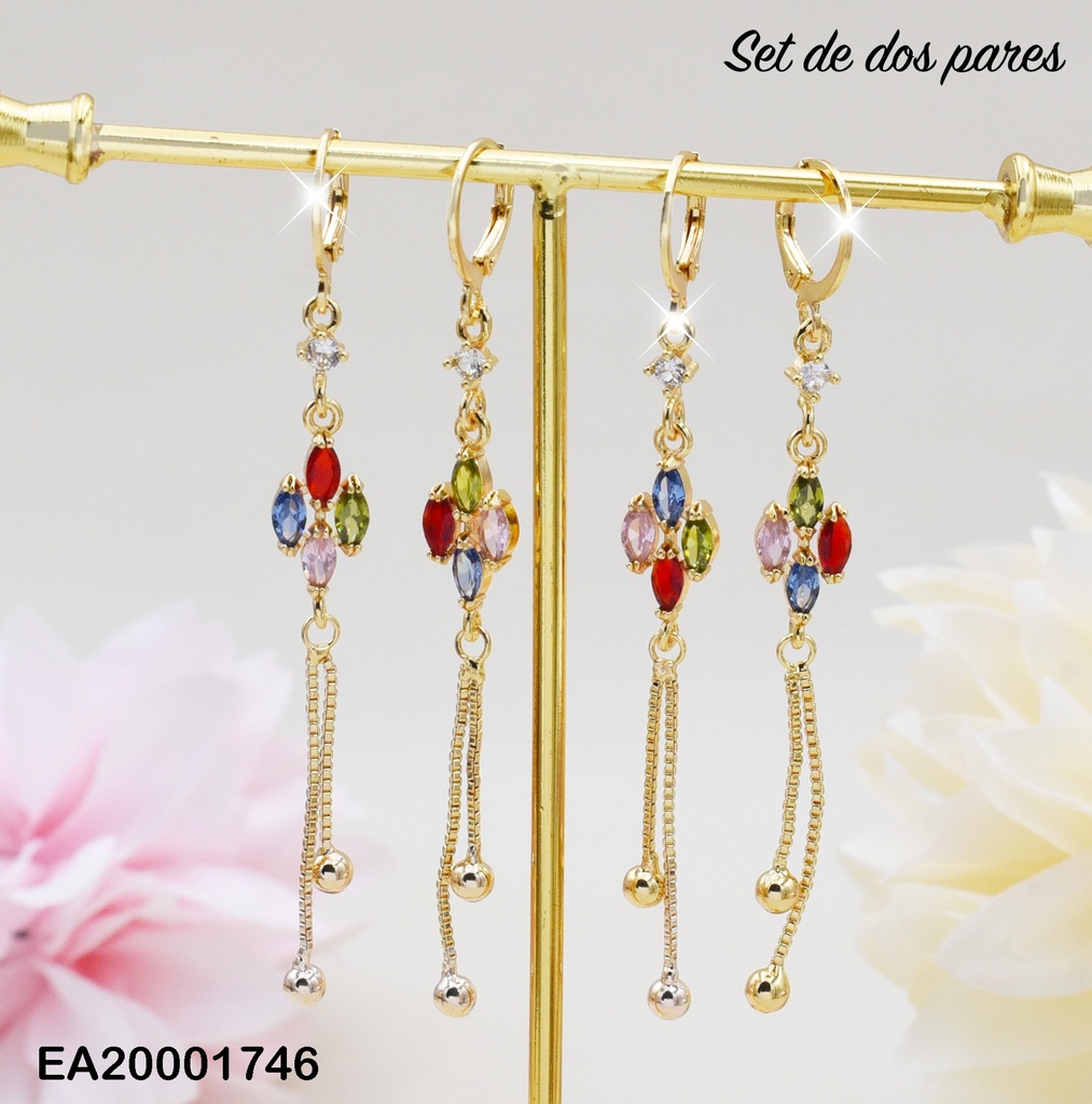 PAQ.2 ARETES HUGGIES ALARGADOS A9693 ROMBOS COL.