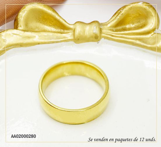 PAQUETE 12 ANILLOS LISOS ANCHOS DORADOS