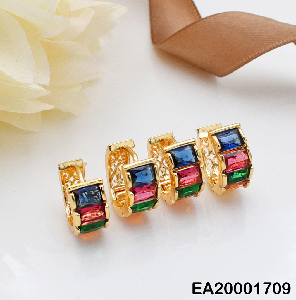 PAQUETE 2 ARETES HUGGIES 4 RECTANGULOS HORIZ.ONDU(SURTIDOS)