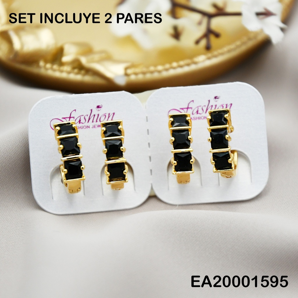 PAQUETE 2 PARES ARETES HUGGIES 3 ⬛ VERTICAL