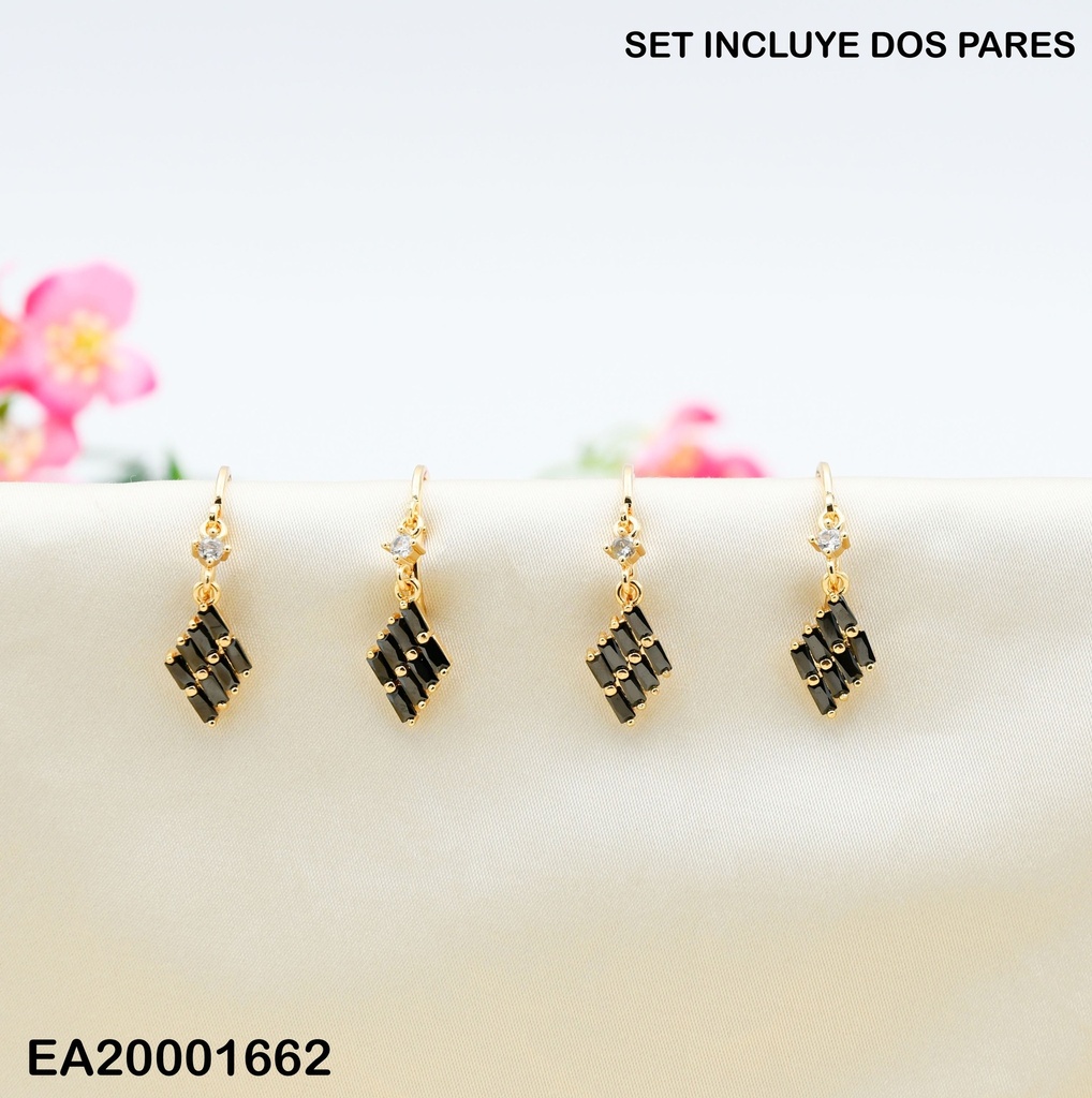 PAQUETE 2 PARES ARETES HUGGIES 8 RECTANGULOS INCL.SURT.