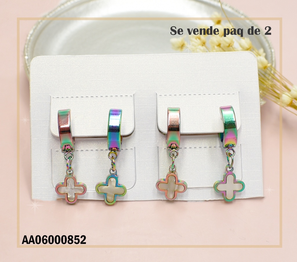 PAQUETE 2 PARES ARETES TORNASOL HUGGIES COLGAR X