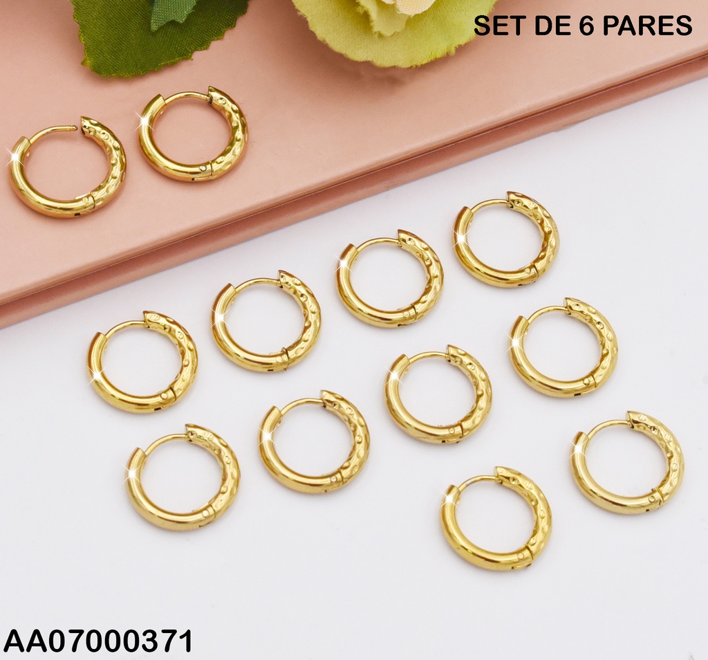 PAQUETE 6 PARES DE ARGOLLAS DETALLES PUNTOS W3282