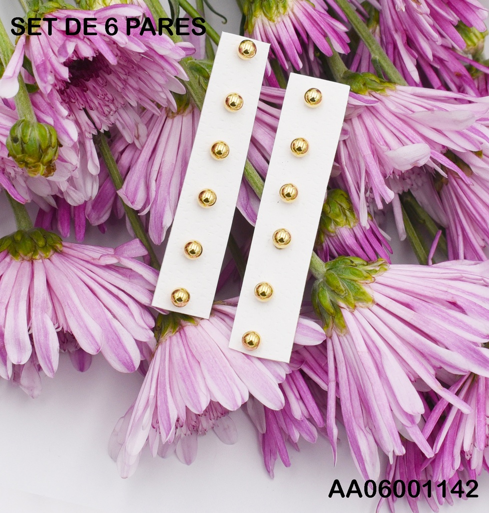 PAQUETE 6 PARES ESFERAS DORADAS 4MM