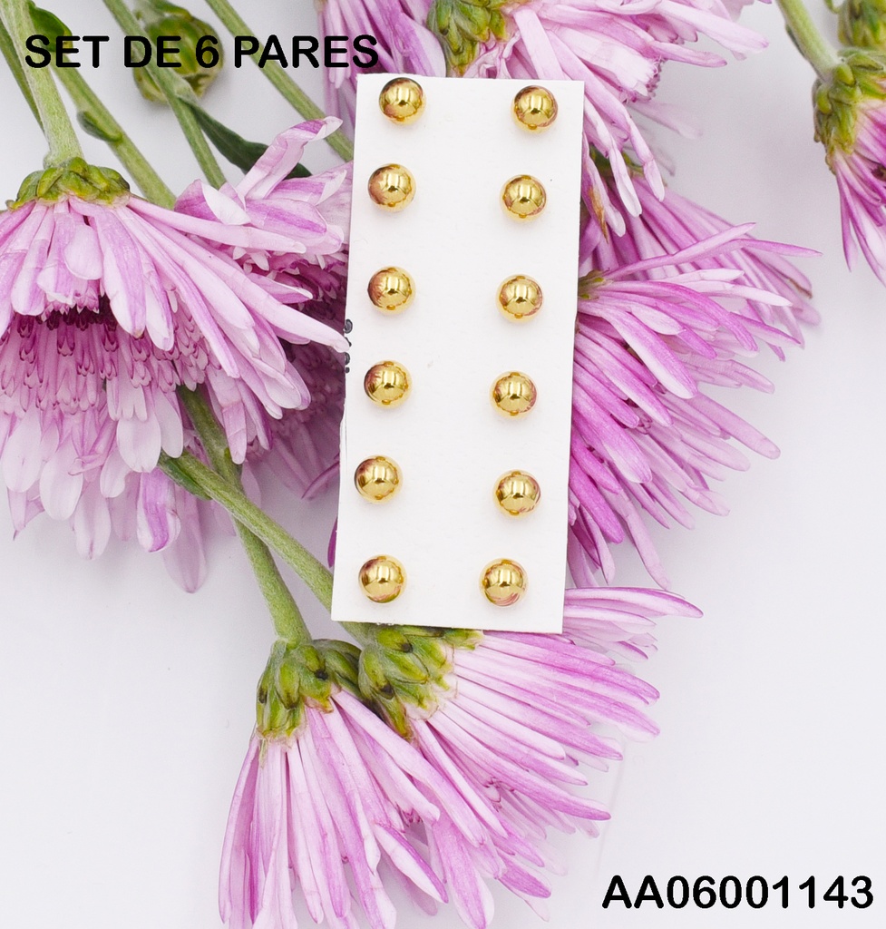 PAQUETE 6 PARES ESFERAS DORADAS 5MM