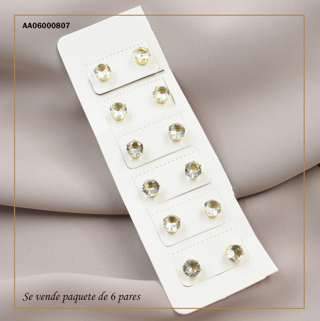 PAQUETE 6 PARES TOPITOS ZIRCONIAS