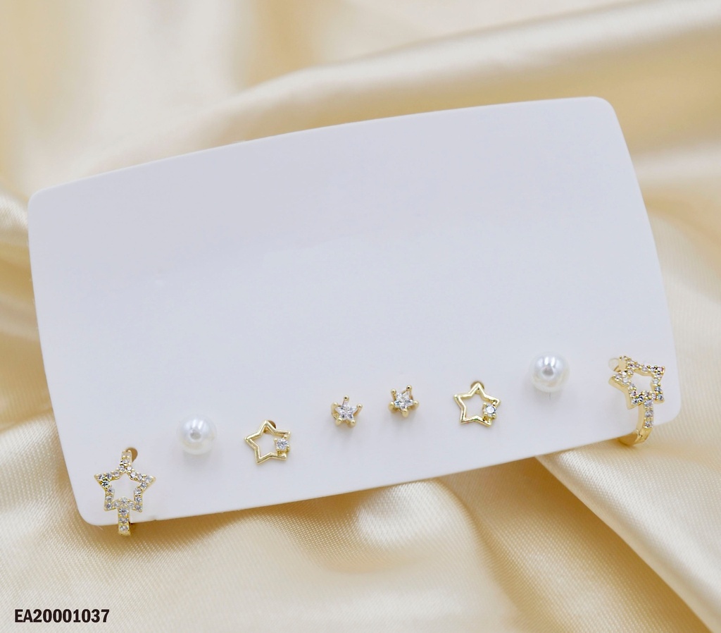 PAQUETE ARETES ESTRELLA/PERLA/ZIRCONIA/ESTRELLITA