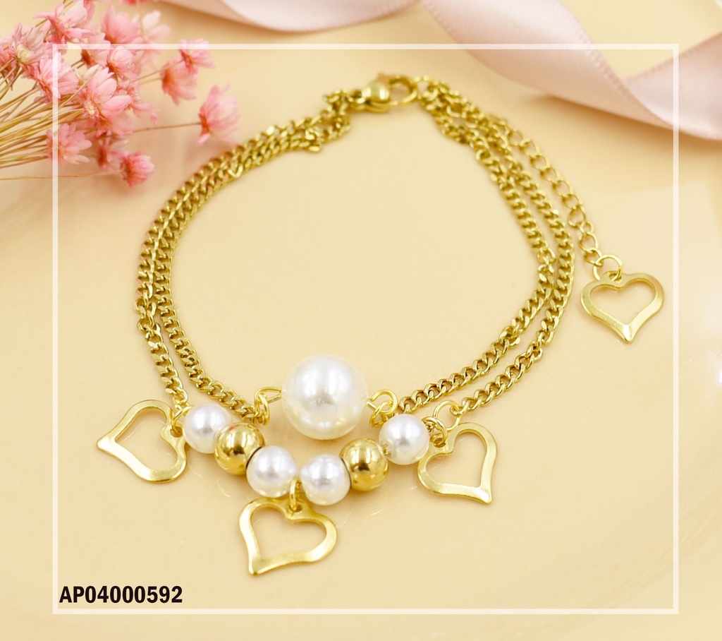 PULSERA  PERLITAS/PELOTITAS DOR. DIJES CROQUIS ♥