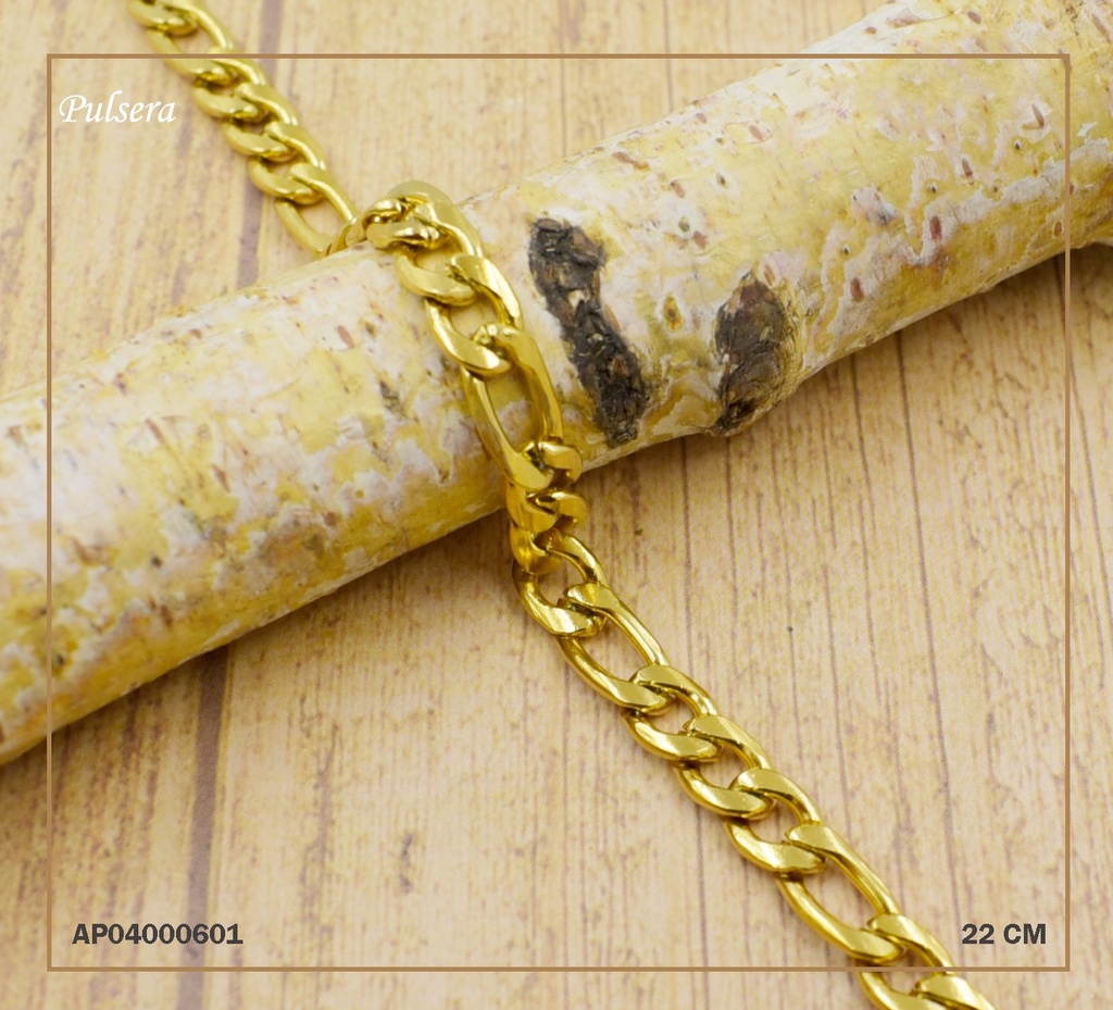 PULSERA 1.6NK DORADA MARTILLADA ESLABONES ALARGADOS 22CM