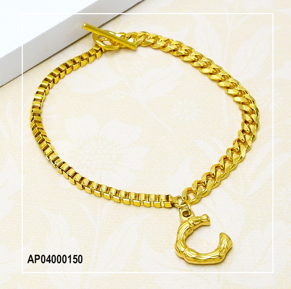 PULSERA ACERO GRUESA CON LETRA C