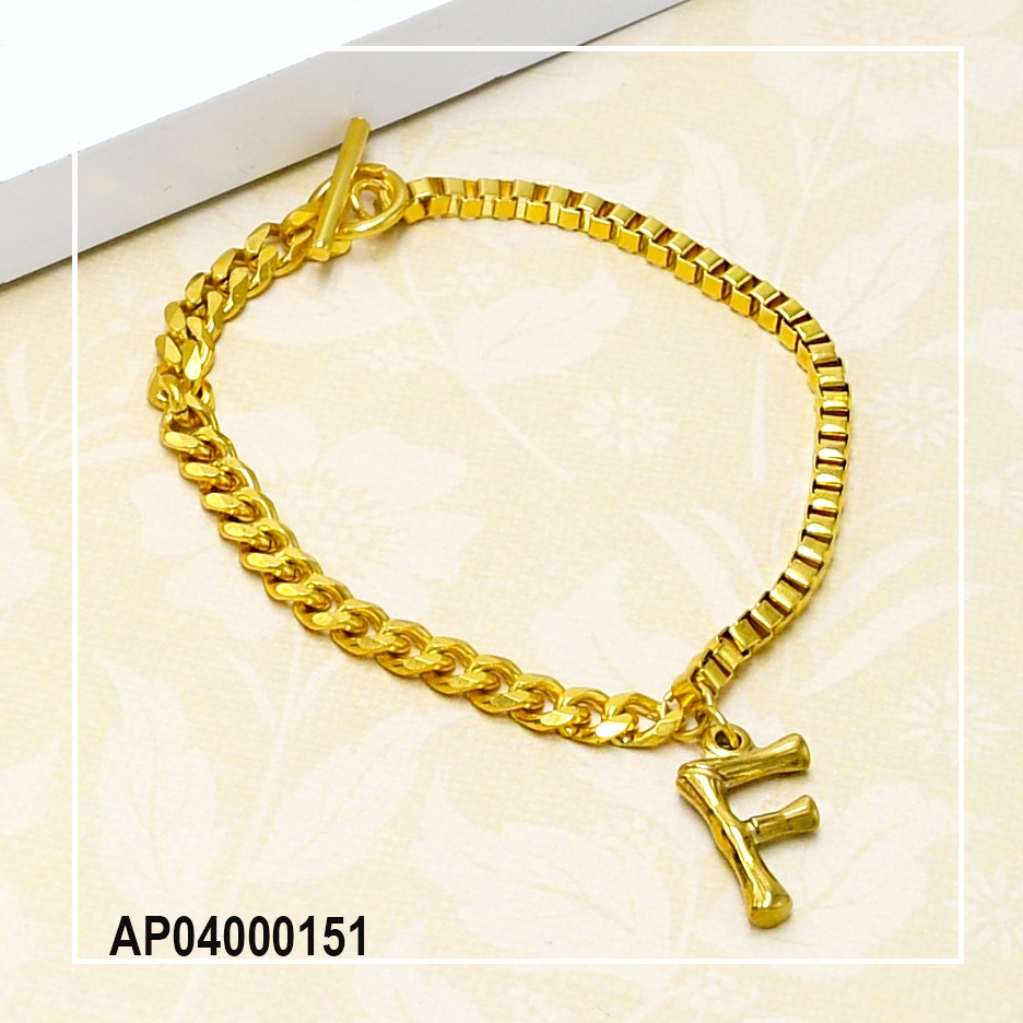 PULSERA ACERO GRUESA CON LETRA F
