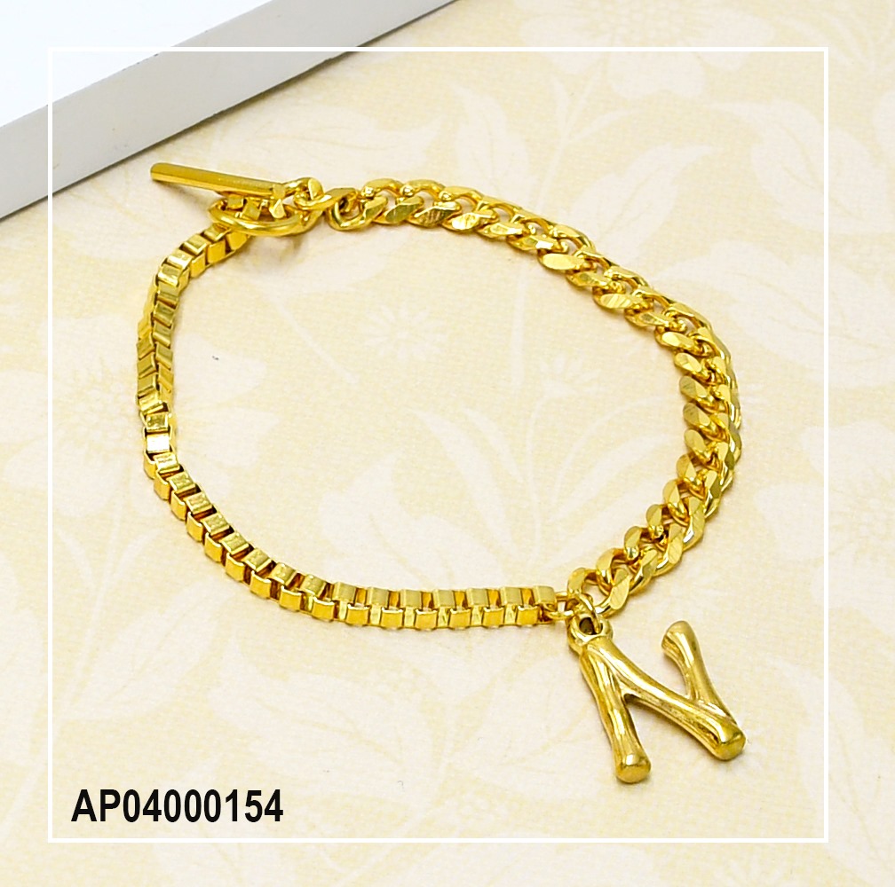 PULSERA ACERO GRUESA CON LETRA N