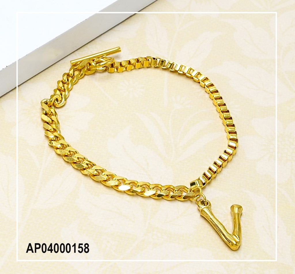 PULSERA ACERO GRUESA CON LETRA V