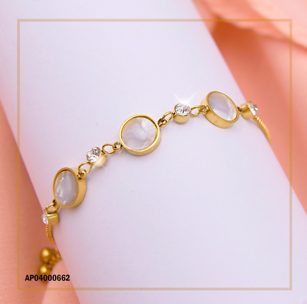 PULSERA AJUSTABLE 3 RUEDAS CONCHA NÁCAR