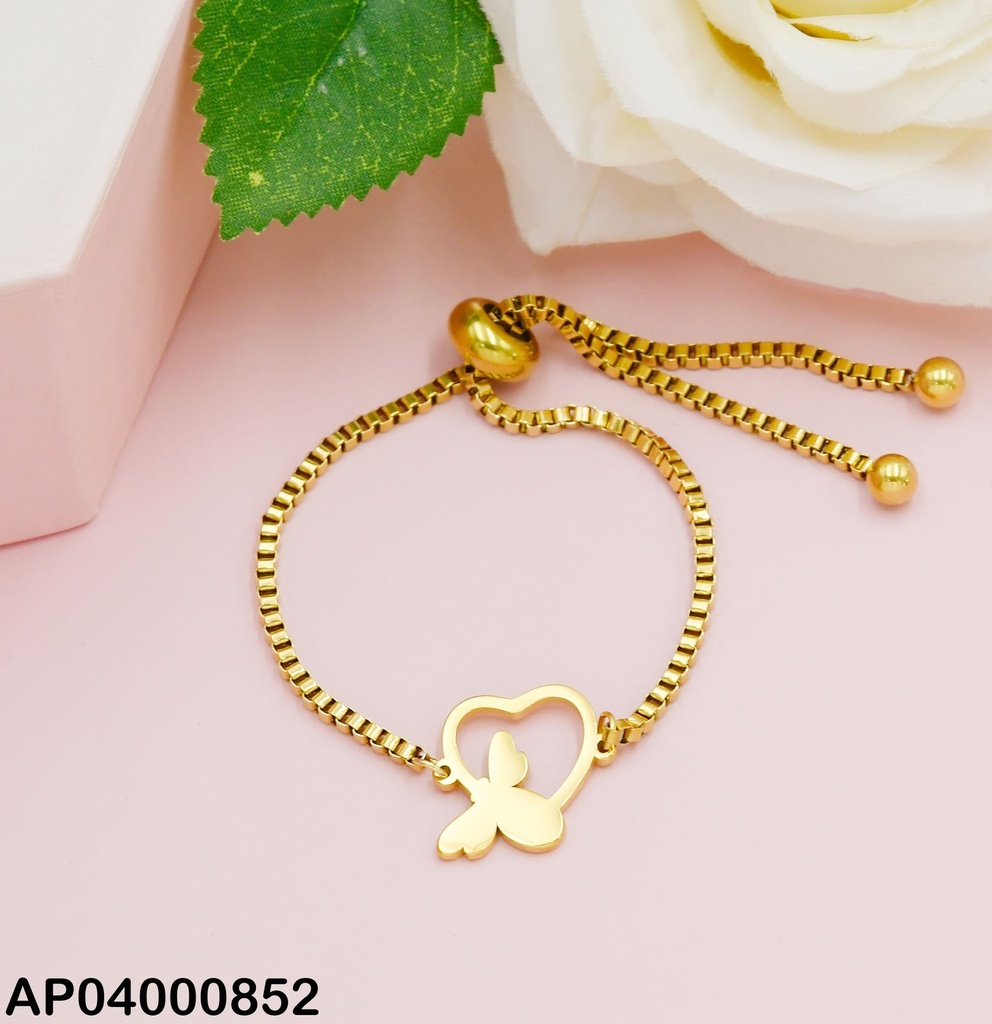 PULSERA AJUSTABLE CENTRO CROQUI CORAZÓN C/SILUETA DE ABEJA