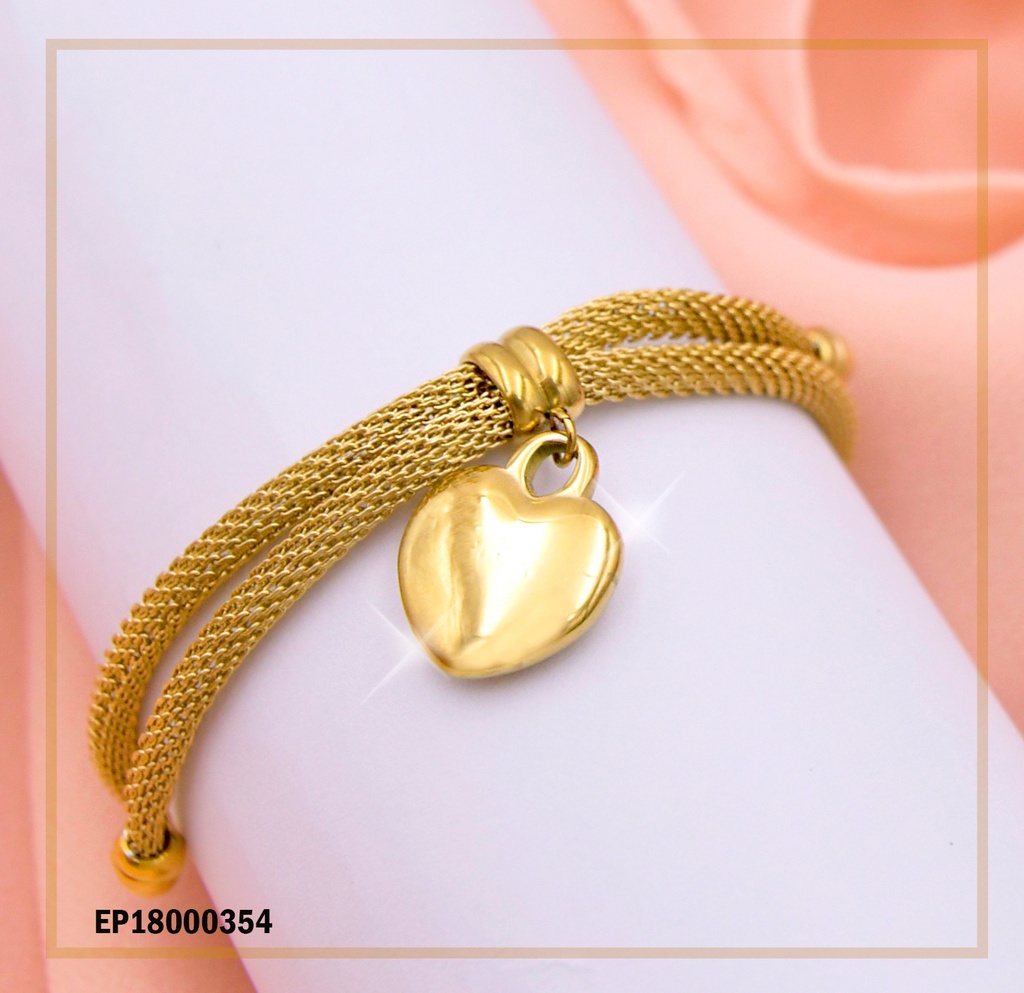 PULSERA AJUSTABLE MAYA CILÍNDRICA DIJE CORAZÓN