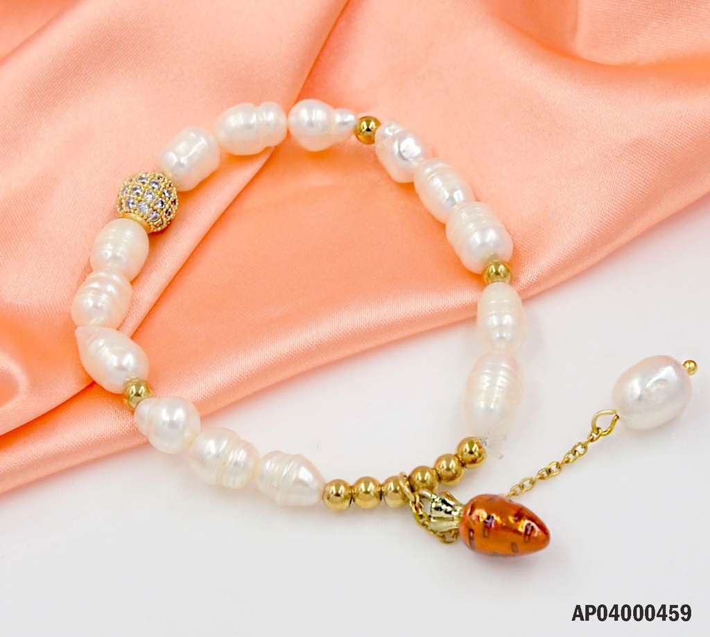 PULSERA BLANCA DIJE ZANAHORIA