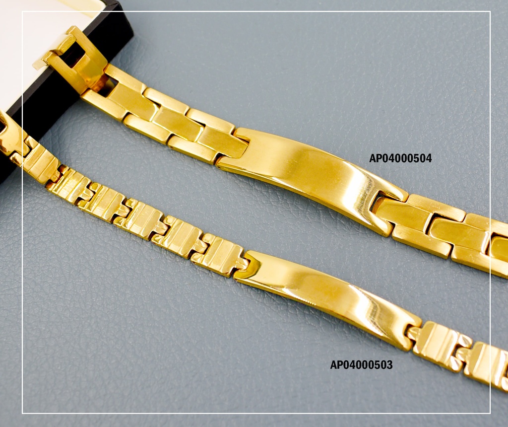 PULSERA CABALLERO DELGADA CON PLACA DORADA