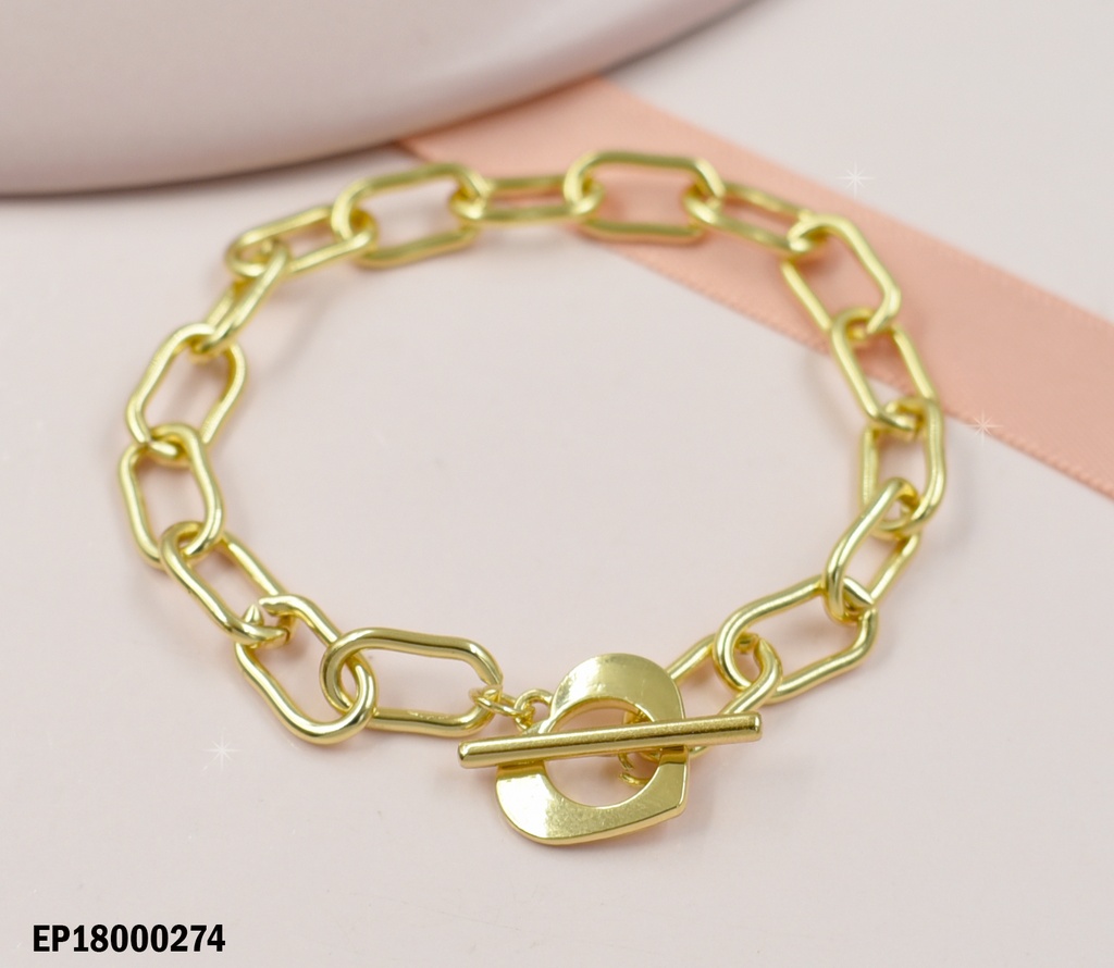 PULSERA CANDADO AL FRENTE Ø ESLABONES ALARGADOS ANCHOS