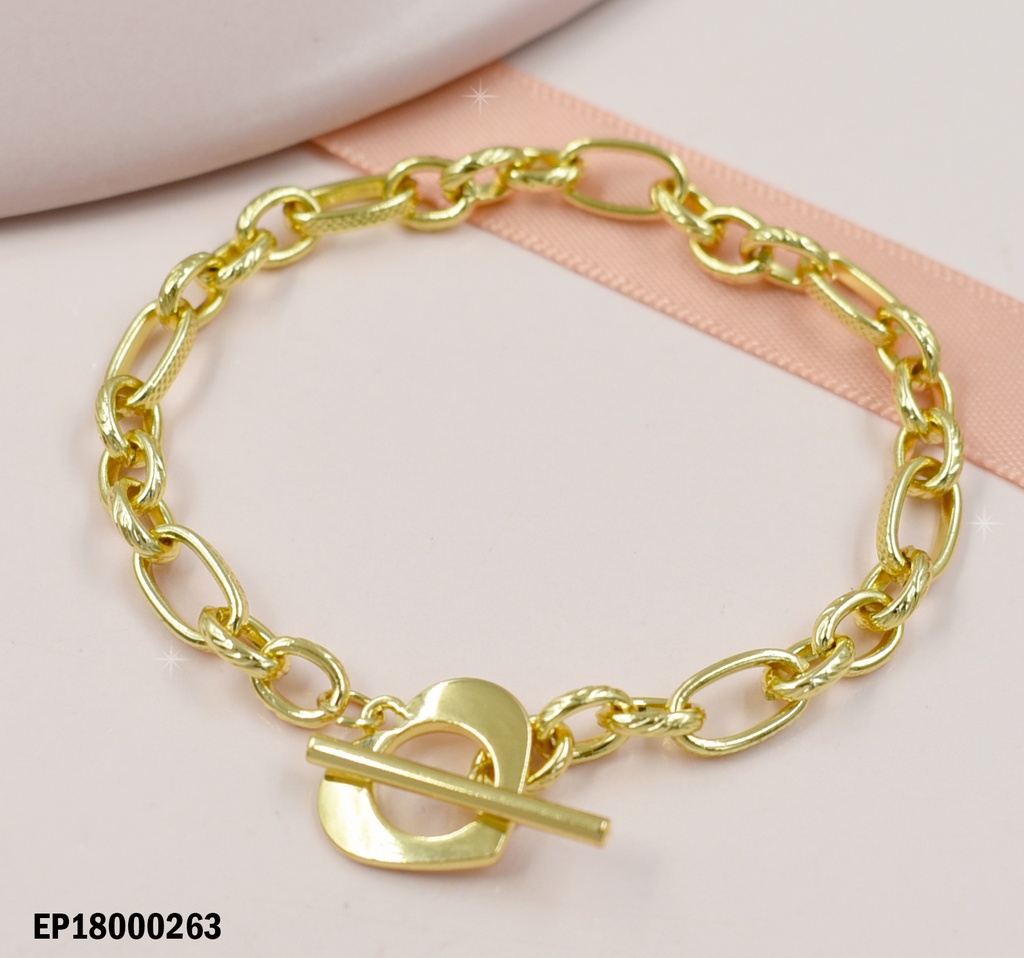 PULSERA CANDADO AL FRENTE Ø ESLABONES TORNEADOS