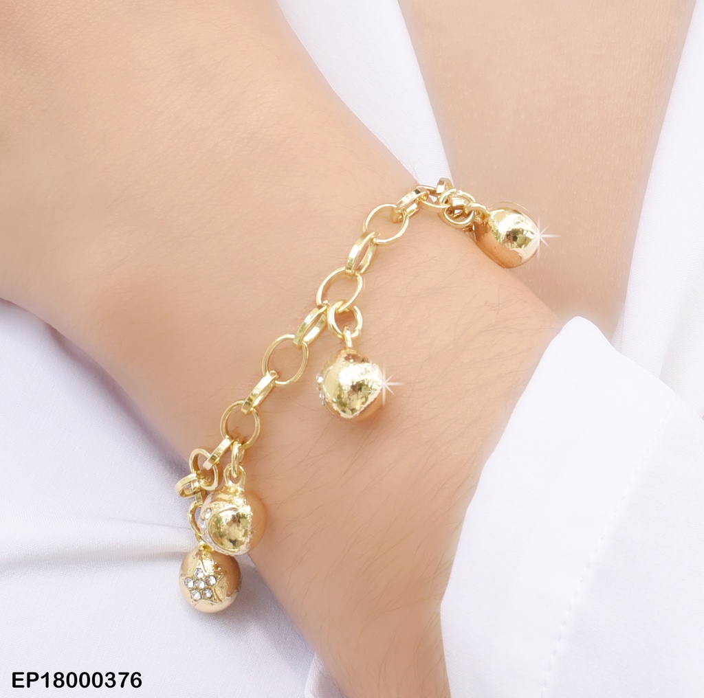 PULSERA CON PELOTAS DORADAS ESTRELLAS