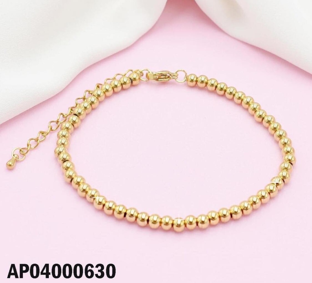 PULSERA DE PELOTITAS DORADAS LISAS