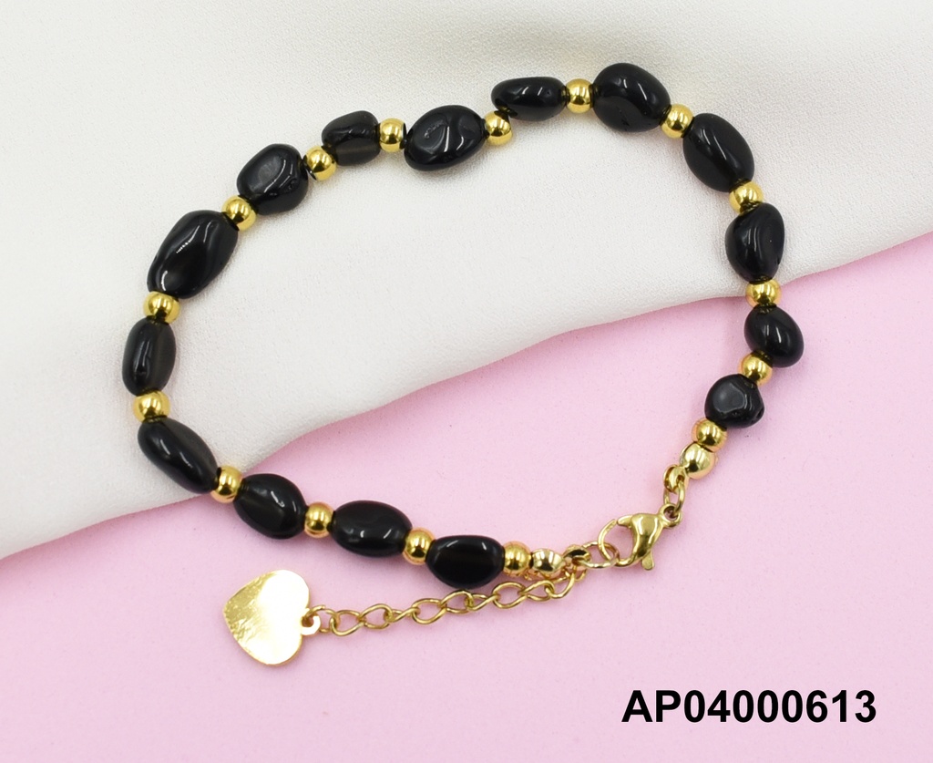 PULSERA DE PIEDRAS NEGRAS IRREGULARES