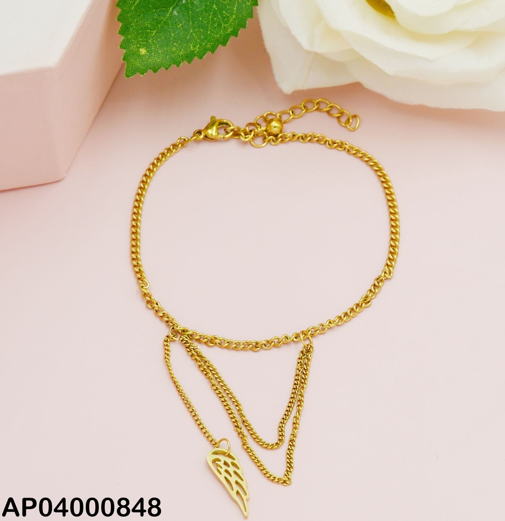 PULSERA DIJE TRIPLE CADENITA COLGANTE ALA