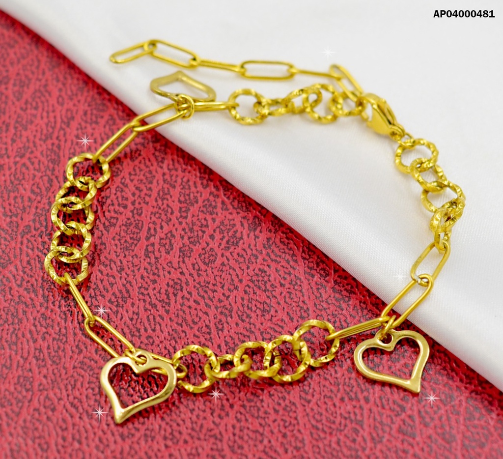 PULSERA DIJES CROQUI CORAZÓN ESLABONES REDONDOS