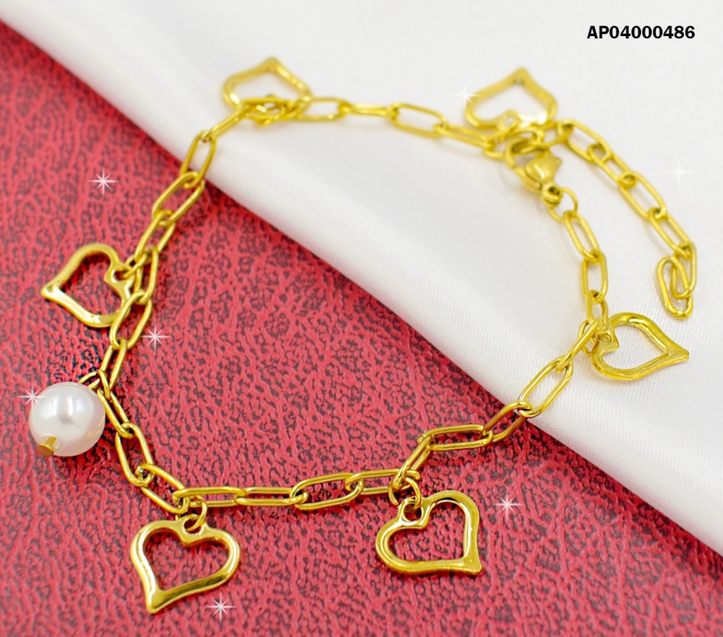 PULSERA DIJES CROQUIS CORAZONES Y PERLA