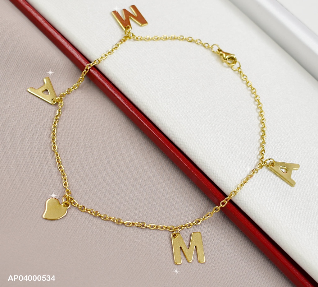 PULSERA DIJES LETRAS "MAMA Y CORAZONES"