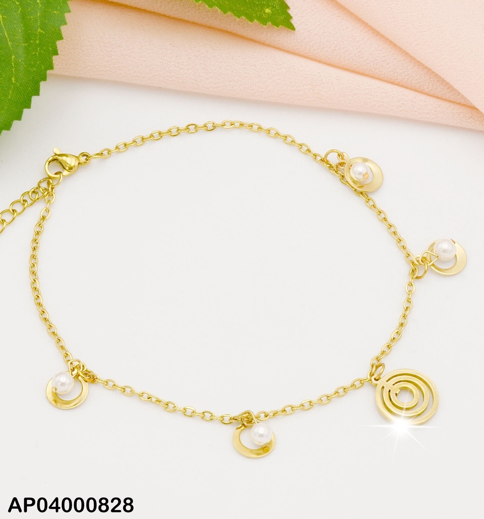 PULSERA DIJES PERLAS EN CÍRCULO ANCHO CENTRO TRIPLE