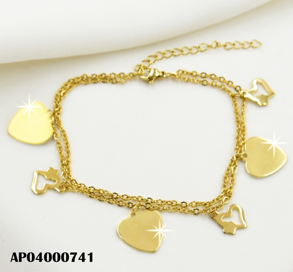 PULSERA DOBLE CORAZONES CROQUIS/PLACAS