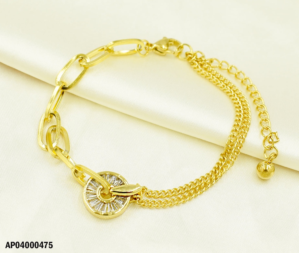 PULSERA DOBLE DIJE RUEDA C/CRISTALES