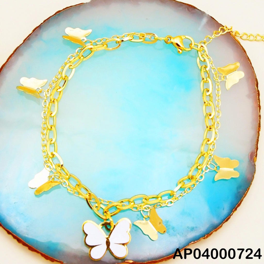 PULSERA DOBLE DIJES:PLACAS MARIPOSAS/MARIPOSA BLANCA