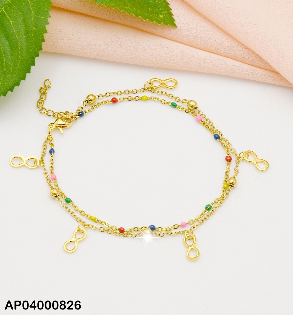 PULSERA DOBLE ESFERAS COL/SÍMBOLOS INFINITOS