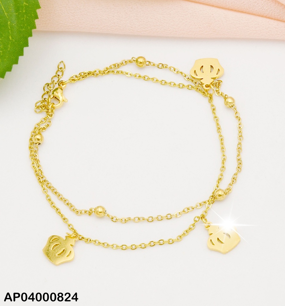 PULSERA DOBLE ESFERAS/TRAD. DIJES CORONAS