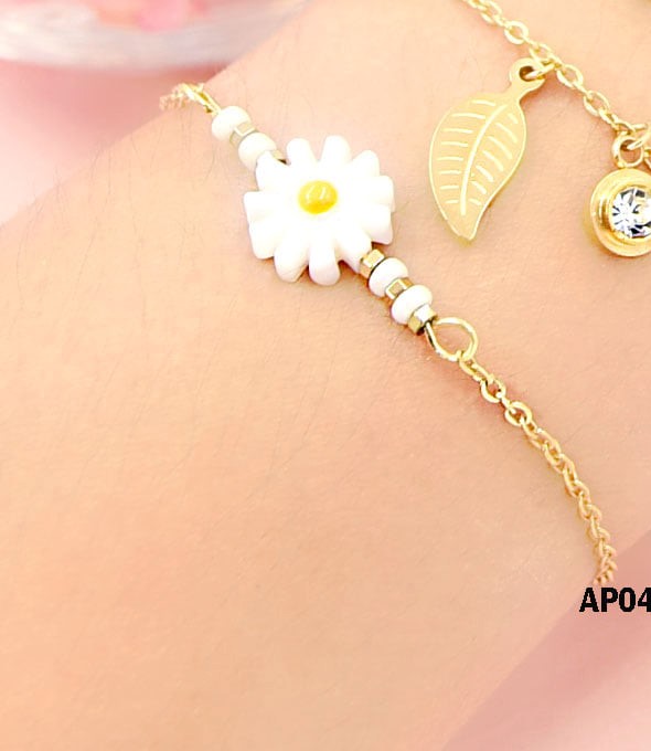 PULSERA DORADA DIJE FLOR MARGARITA