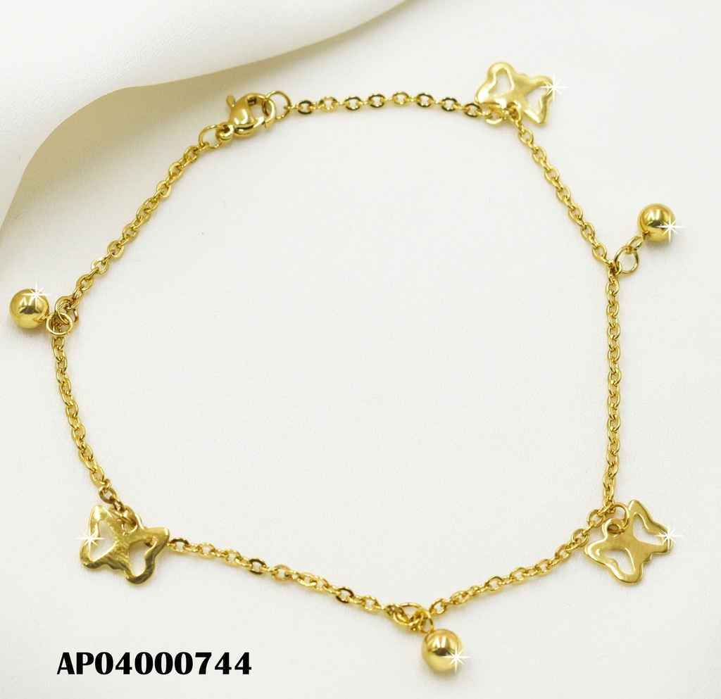 PULSERA DORADA DIJES:CROQUIS MARIPOSAS/PELOTITAS DOR.